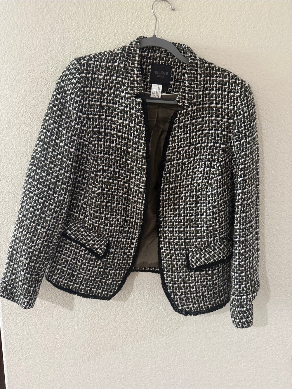 Black & White Tweed Open-Front Jacket